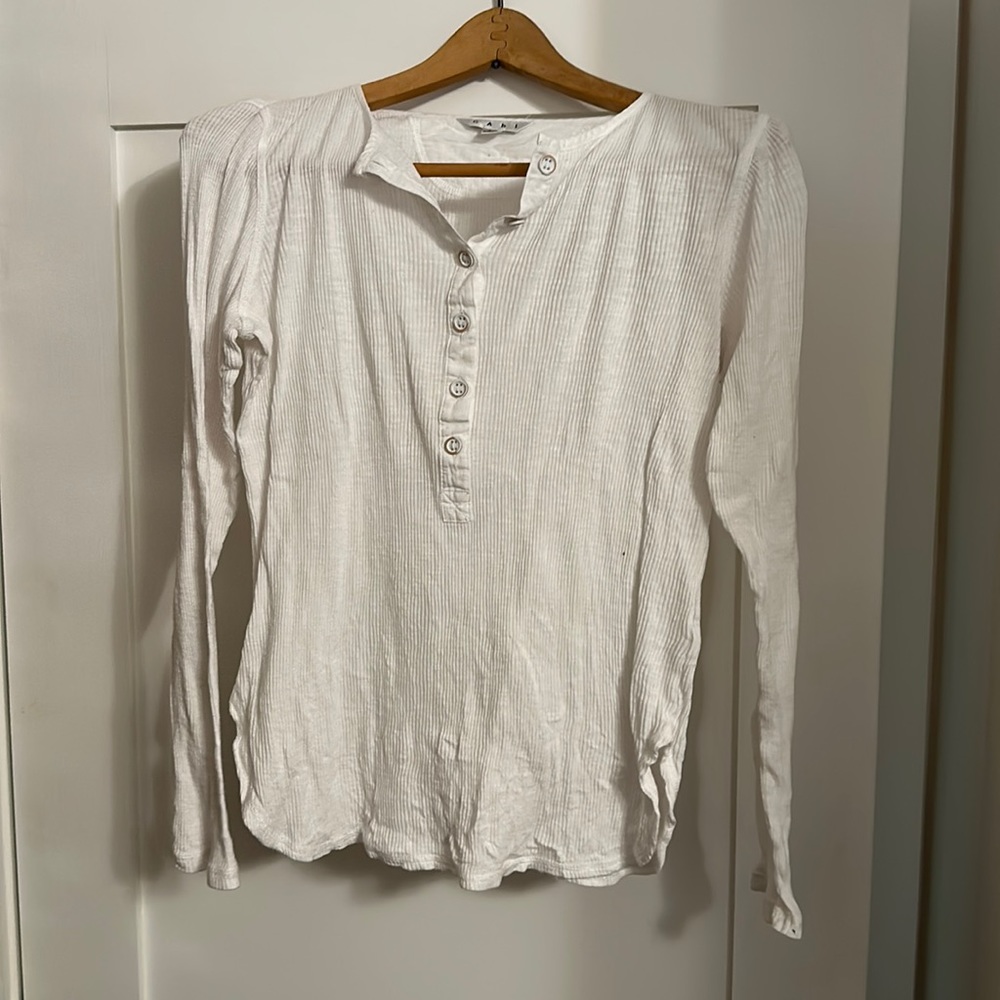 CAbi White Ribbed Long Sleeve